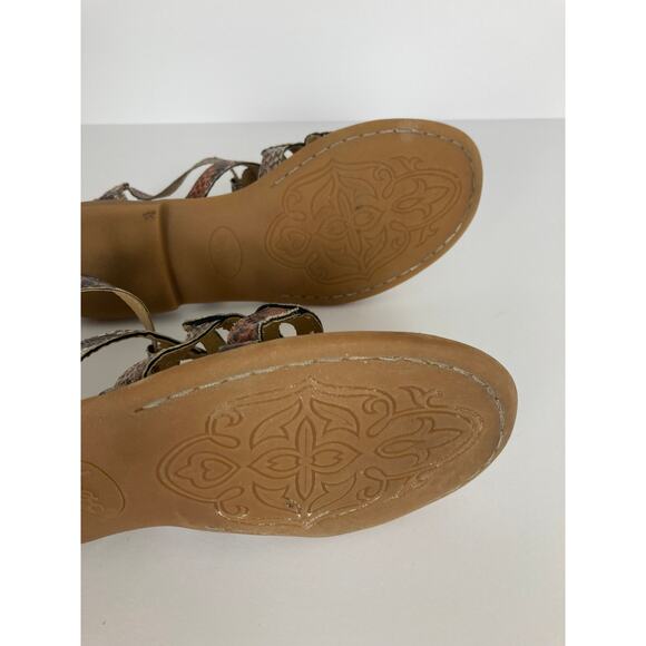 B.O.C‎ Sigrid Tan Snake Strappy Sandals Womens Sz 9 Flats - Picture 7 of 9